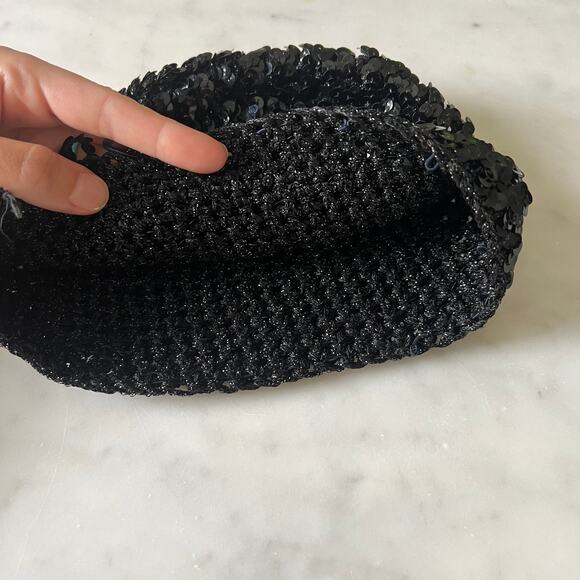 Vintage Black Sequin Threaded Elastic Cap - Picture 5 of 8